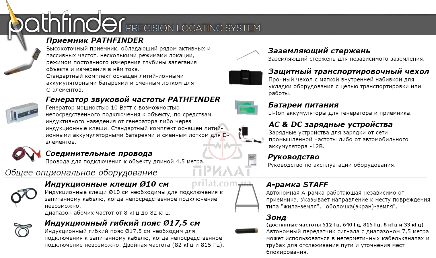 Система поиска подземных коммуникаций PATHFINDER Precision Locating System. Состав